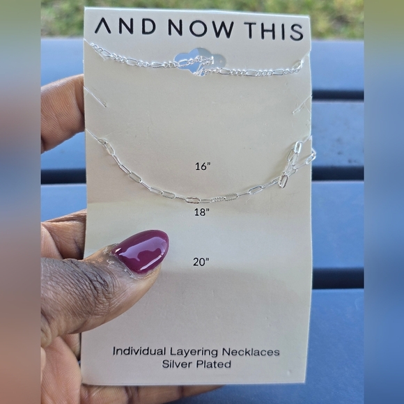 Macy's And Now This Silver Plated Layering Necklace Women New - Picture 2 of 7